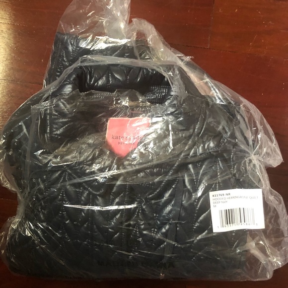 Kate Spade Herringbone Quilted Hooded Puffer Jacket - Picture 5 of 6